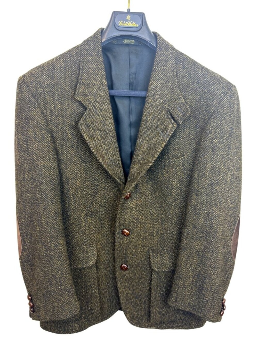 Vtg Orvis Harris Tweed Worsted Wool Blazer Men's 40 Herringbone Suede Elbows